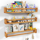 Heimlove Nursery Floating Shelves - 32 inch Solid Wood Wall Mounted Book Shelves for Kids, Set of 3 by TinyTreasures Baby Boutique