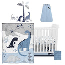 Lambs & Ivy Baby Dino Blue/White Dinosaur Nursery 6-Piece Crib Bedding Set by TinyTreasures Baby Boutique