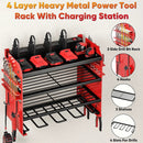 Power Tool Organizer Wall Mount with Charging Station,Tool Storage Rack with 8 Outlet Power Strip,Heavy Duty Metal Battery Utility Rack with 4 Cordless Drill Holder 6.56 Ft Cord for Garage by GreenHaven Gardens