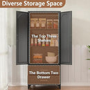 Kitchen Pantry Cabinet, 75" Tall Metal Pantry Cabinet with Two Drawers, Food Cupboards with Doors and Shelves, Freestanding Storage Cabinets for Dining, Living Room, Black, Assembly Required by CozyNest Decor