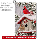BLKWHT Winter Cardinal Bird Garden Flag 12x18 Vertical Double Sided Trees Snow Christmas Holiday Outside Decorations Burlap Yard Flag BW735 by GreenHaven Gardens