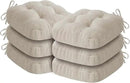 Chair Cushions, Foam Dining Chair Cushions, Tufted Indoor Chair Pads, Set of 6, Beige, 16.5” x 16.5” x 3.5” by CozyNest Decor