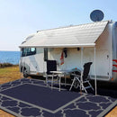 GENIMO 10 ' x 14 ' Outdoor Rug Waterproof for Patio Decor, Foldable Reversible Plastic Straw Area Rugs Mat for Camper, Outside Carpet for Rv, Deck, Porch, Picnic, Beach, Balcony, Blue & Grey by GreenHaven Gardens