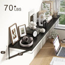 Floating Shelves 55 Inch Long, 10" Deep Floating Shelves, Black Wall Shelves 55 x 10, Set of 2, Wide Large Display Storage Shelves for Bathroom, Living Room, Rustic Wood Shelves with Brackets by CozyNest Decor