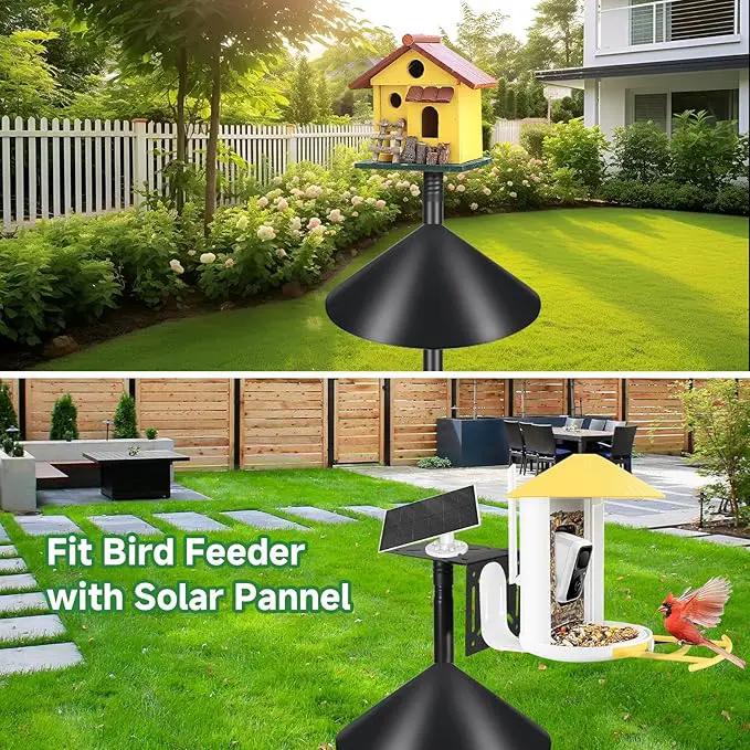 Smart Bird Feeder Pole Stand 79In,Adjustable Height Metal Bird House Pole for Outdoor Garden with Multiple Mounting Options (Black, Round Squirrel Baffle - High 79in), photo 5 of 7