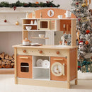 ROBOTIME Wooden Play Kitchen Set, Play Kitchen Set for Kids with Realistic Design, Kids & Toddlers Kitchen Playset with Dishwasher, Toy Kitchen Set for Boys and Girls Ages 3+ (Brown) by TinyTreasures Baby Boutique