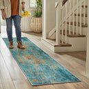 Washable Area Rugs 2'x6' Non-Slip Modern Abstract Soft for Living Room Entryway Bedroom Nursery, Print Pattern, Teal Blue Green Orange Rust Red Colorful by TinyTreasures Baby Boutique