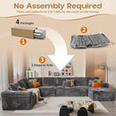 Cloud Sectional Couches for Living Room,U Shaped Modular Sofas No Assembly,165x107 Inches Plush Corduroy Oversized Floor Couch Set with Deep Seat Chaise,Grey by CozyNest Decor