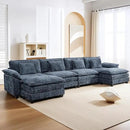 URRED Modular Sectional Sofa Comfy Cloud Couch, Modern Chenille Sofa Sleeper Deep Seat Couches with Ottoman/Pillows for Living Room (Blue, 154'' - U Shape) by CozyNest Decor
