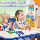 50 PCS Kid First Cognitive Flashcards,Double Sided Printed 7 in 1 Colorful Cards Alphabet,Numbers, Foods,Animals,Shapes,Colors with 3 Reclosable Rings,Learning Tool for Pre-K Kindergarten Toddlers by TinyTreasures Baby Boutique