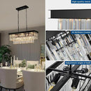 Black Crystal Chandeliers for Dining Room Light Fixtures Over Table，9-Lights Modern Rectangle Chandeliers for Kitchen Island Bar L28 Inch by CozyNest Decor