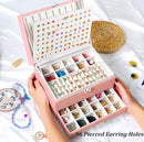 Earrings Jewelry Box for Girls, 5 Layers Jewelry Organizer with Earring Holder Organizer for Girls Earring Organizer Jewelry Boxes for Women Earrings and Necklaces Jewelry Box Organizer Pink by TinyTreasures Baby Boutique