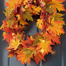 Glitzhome 24 Inch Pre-lit Fall Wreath, Autumn Wreath for Front Door, Lighted Maple Leaves Wreaths with Timer for Thanksgiving Halloween Christmas Wall Front Porch Home Decoration by CozyNest Decor