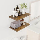 24" Floating Shelves for Wall, 12" Deep Slim Rustic Brown Floating Shelves, Wall-Mounted Shelves for Bedroom, Living Room, Kitchen, Bathroom - Set of 2 by CozyNest Decor