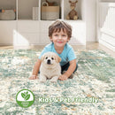 Area Rugs 9x12 Living Room: Washable Large Abstract Soft Green Rug Stain Resistant Indoor Floor Non-Slip Accent Carpet for Men Modern Home Enthusiasts Aged 25-45 - Bedroom Office Playroom by TinyTreasures Baby Boutique