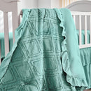 Tufted Ruffle Crib Bedding Set 3 Pieces Baby Girls Boys Boho Quilted Comforter with Fitted Sheet and Bed Skirt - Cute Ruffled Shabby Chic Baby Bedding Soft Blanket Design Teal Blue by TinyTreasures Baby Boutique