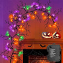 [8 Modes & Timer] 6 Ft Halloween Willow Vine Twig Decor Garland with Bats Pumpkins Spiders Lights, 54 LED Battery Operated Halloween Lights for Indoor Home Mantle Fireplace Decor by CozyNest Decor