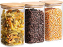 ComSaf 1.4 Qt Glass Storage Containers with Lids, Glass Jars with Lids, Clear Food Storage Jar, Square Canister Set of 3, Pantry Organizers and Storage for Flour Oat Pasta Tea Cookie Coffee Bean by CozyNest Decor