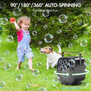 5000mAh Rechargeable Bubble Machine, 90°/180°/360° Auto Rotation, 3 Speeds, Automatic Bubble Blower for Parties, Weddings, Getherings Indoor Outdoor, Bubble Maker Toy for Toddlers, Kids, Pets by TinyTreasures Baby Boutique