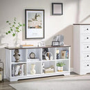 Farmhouse 8 Cube Bookshelf, White Storage Organizer Bookcase, Kids Toy Storage Cabinet, Long Bookshelves Storage Organizer Shelf, Wood Display Cabinet Book Shelves for Bedroom,Living Room,Office by CozyNest Decor