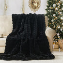 Lotus Karen Faux Fur Blanket - Black Twin Size, Big Bubble Rabbit Fluff, 60x80 Inches by CozyNest Decor