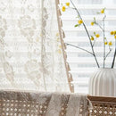Sutuo Home Boho Kitchen Curtains Crochet Florals Embroidery, Bohemian Sheer Lace Curtains Handmade Knitted Tassels Vintage Chic Farmhouse Drape for Nursery Bedroom Rod Pocket 1 Panel 59" W x 63" L by CozyNest Decor