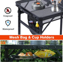 Camping Table, 2x1.3 FT Portable Folding Grill Table, Lightweight Height Adjustable Metal Tables with Mesh Desktop and Mesh Bag, Outdoor Tables for Camping, Picnic, Beach and BBQ, Black by GreenHaven Gardens