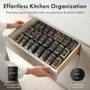 Glass Spice Jars with Label and Stainless Steel Lids (24 x 4oz) Spice Containers with 240 Labels, Shaker Inserts, Steel Funnel, Empty Square Empty Square Seasoning Organizer (Black) by CozyNest Decor