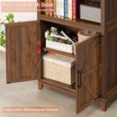 70in Tall Bookshelf 5 Tier Bookcase with Barn Doors and Adjustable Shelves, Brown Farmhouse Book Shelf with Storage Cabinet, Wood Freestanding Display Bookshelves for Bedroom, Kitchen (3PCS) by CozyNest Decor