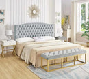 24KF Upholstered Tufted Button Velvet Headboard,Comfortable Fashional Headboard King/CA King Size,Gray by CozyNest Decor