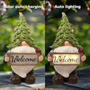 Garden Gnome Statue with Solar Lights, 13.5” Welcome Sign Gnome Outdoor Decor for Yard Lawn Patio, Funny Resin Gnome Sculptures, Gifts for Women Mom Grandma,Garden Decor Ornament by GreenHaven Gardens