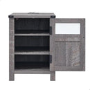 JXQTLINGMU Farmhouse End Table with Charging Station, 18'' Rustic Nightstand with Barn Door & Adjustable Shelf, Wooden Sofa Side Table with 3-Tier Storage for Living Room, Bedroom, Gray by CozyNest Decor