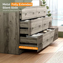 VINGLI 59" Long Dresser 6 Drawer, Grey Large Dresser for Bedroom, Rustic Gray Chest of Drawers, Farmhouse, 59" W x 15.75" D x 32" H by TinyTreasures Baby Boutique