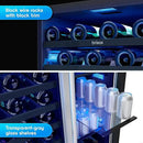 Zephyr Brisas 24 Inch Wine Fridge Dual Zone Under Counter Countertop Wine and Beverage Cooler Cabinet Home Bar Drink Beer Freestanding Refrigerator with French Door 21 Bottles 64 cans by CozyNest Decor