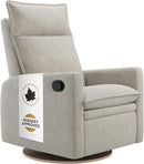 Arya Modern Nursery Glider Recliner Chair – Cozy Nursing Chair with 360° Swivel for New Parents, Gentle Motion, Compact Design, High Back & Low Armrests, Canadian Made (Driftwood/Breather Fabric) by TinyTreasures Baby Boutique