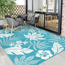Pauwer Waterproof Outdoor Rug 6x9, Reversible Plastic Straw Patio Camping Rug, Indoor Outdoor RV Mat Carpet for Deck, Camper, Porch, Balcony, Backyard, Picnic, Floral Teal by GreenHaven Gardens