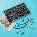 1400pcs Letter Beads, 4x7 mm Acrylic Alphabet Beads, Beads for Jewelry and Bracelet Making, in 28 Grid Box (Black and Gold) by TinyTreasures Baby Boutique