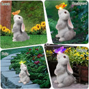 Garden Statue Outdoor Decor-Rabbit with Solar Butterfly Changing Lights Garden Statues,Bunny Statue for Patio,Balcony,Yard,Lawn Ornament,Gardening Gifts for Mom Grandma by CozyNest Decor