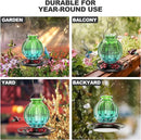 Glass Hummingbird Feeder for Outdoors Hanging, Bird Nectar Feeder with Perch & 5 Flower Feeding Ports, 26 Oz Leak Proof for Outside Garden Decor Backyard, Gifts for Women Mom, Green & Blue by GreenHaven Gardens