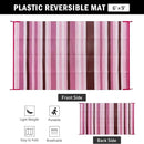 Outdoor Waterproof Rug 6'x9' Plastic Straw Rugs Washable Reversible Floor Mat Pink Stripe Carpet for Camping RV Deck Entryance Porch Picnic Balcony Beach Backyard by GreenHaven Gardens