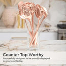 Copper Cooking Utensils Set – 5-Piece Rose Gold Stainless Steel Kitchen Tools for Cooking and Serving Includes Ladle, Spoon, Pasta Fork, Spatula, and Skimmer – Stylish Copper Kitchen Accessories by CozyNest Decor