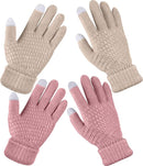 Geyoga 2 Pairs Women's Winter Touch Screen Gloves Soft Warm Fleece Lined Knit Elastic Cuff Winter Texting Gloves by TinyTreasures Baby Boutique