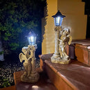 Angel Statue with Solar Lights (Right) 19.7 Inch, Outdoor Solar Angel Garden Statue with Roma Pillar for Garden Lawn Deocr, Christian Religious Gift by GreenHaven Gardens