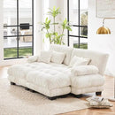 Loveseat Modular Sectional Sofa, U Shaped Couch with Ottoman, Cloud Couch Sectional Couch Home Sofa Living Room Oversized Couch Deep Seat Couch with Round Bolster Armrests 4 Pillows(White) by CozyNest Decor