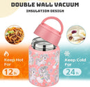 Soup Thermo for Hot Food Kids 16oz Insulated Food Jar Leakproof Thermo Lunch Container for Kids Wide-Mouth Stainless Steel Lunch Box for School with Handle Folding Spoon(3+) by TinyTreasures Baby Boutique