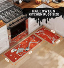 Halloween Kitchen Mat Set of 2, Spooky Skeleton Gothic Halloween Kitchen Decor, Halloween Rug for Floor, Indoor Spooky Home Decor with Non-Slip Backing,17 x 29 Inch & 17 x 47 Inch by CozyNest Decor