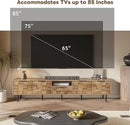 Modern TV Stand for TVs up to 85", Mid-Century Media Console with Checkered Cabinet Doors, Storage Drawers & Open Shelves, Wood Entertainment Center with Metal Legs by CozyNest Decor