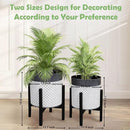 Planter with Stand Set of 2, Mid Century Plant Pots with Metal Legs Indoor, Modern Flower Pots with Drainage Holes, Decorative Garden Pot for Living Room, Office, Garden, or Balcony 10 & 12 inches by CozyNest Decor