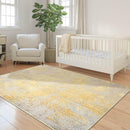 Nursery Rug for Baby Girl, 5x7 Gold Washable Rugs for Living Room Bedroom Dorm Non Slip, Stain Resistant Neutral Carpet Low Pile for Classroom, Dining Room, Kids Playroom by TinyTreasures Baby Boutique