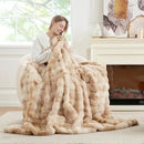 Cozy Bliss Faux Fur Throw Blanket for Couch, Fuzzy Soft Plush Thick Bubble Blanket for Sofa Bedroom Living Room, 60 * 80 Inches Tie-dye Beige by CozyNest Decor
